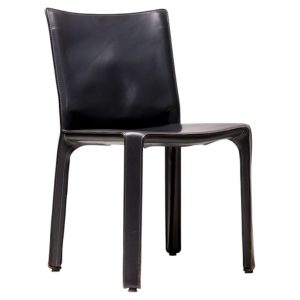 Mario Bellini Cab Side Chair for Cassina, Dark Grey Leather, 1980