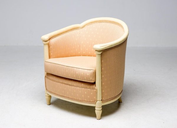 Fine Art Deco Bergère Club Chair Hollywood Recency Style Damask - Image 2