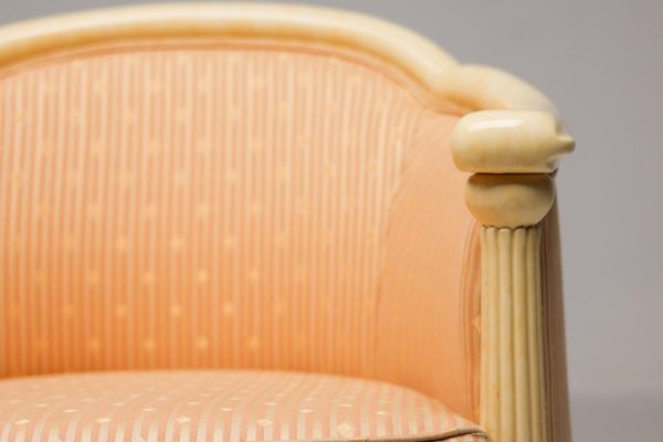 Fine Art Deco Bergère Club Chair Hollywood Recency Style Damask - Image 4