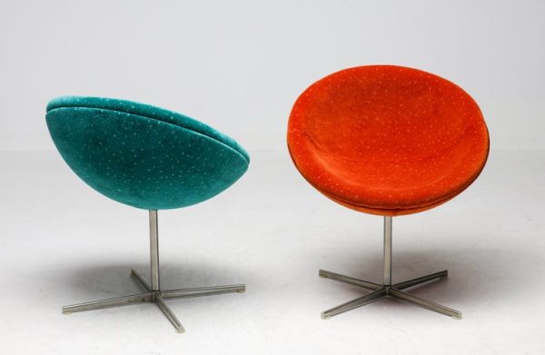 Unique Tramontana Jade and Ember Velvet Verner Panton C1 Chairs - Image 20