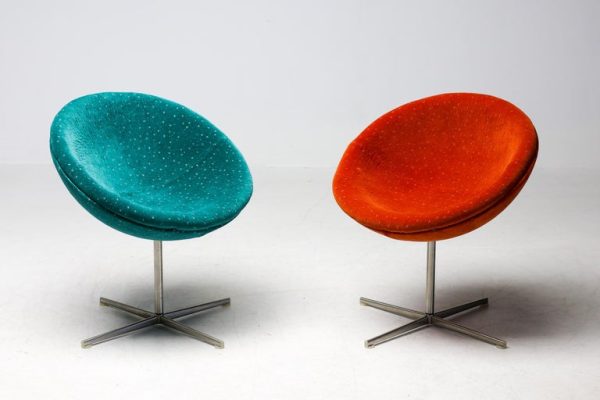 Unique Tramontana Jade and Ember Velvet Verner Panton C1 Chairs - Image 17