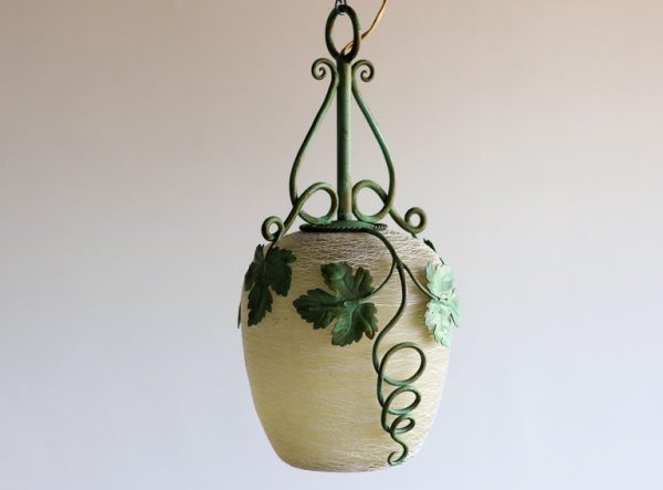Art Nouveau Wrought Iron Grape Leaves Pendant - Image 5