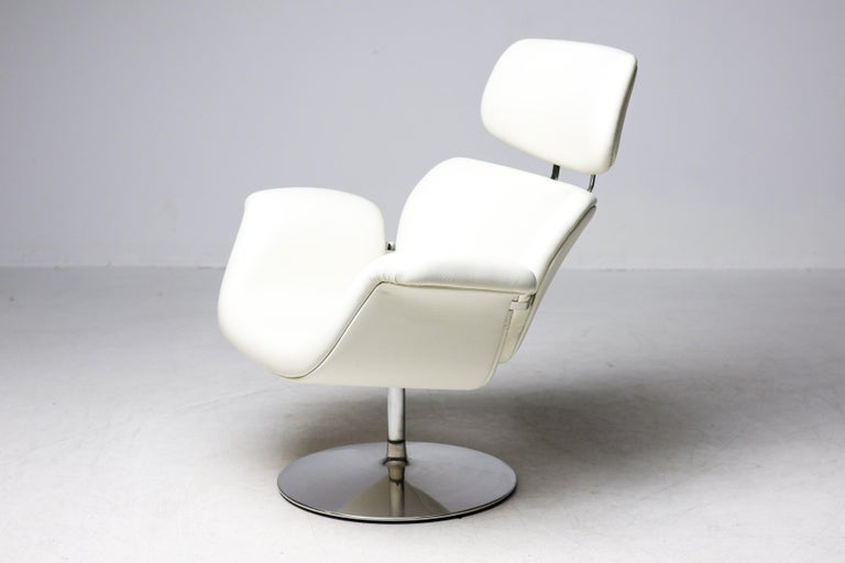 Artifort Tulip F545 Lounge Chair by Pierre Paulin, White Leather - Image 5