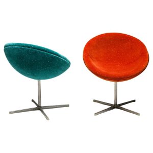 Unique Tramontana Jade and Ember Velvet Verner Panton C1 Chairs