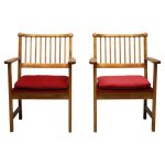 Exceptional Pair of Yngve Ekström Arm Chairs for Swedese, 1950, New Red Bouclé