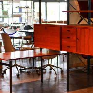 Mid-Century Swedish Freestanding Shelving System with Desk by Olof Pira