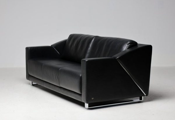 Rolf Benz Model 350 Black Leather Sofa - Image 5