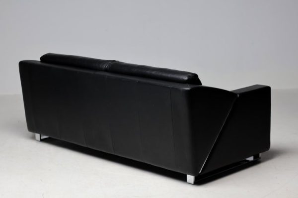 Rolf Benz Model 350 Black Leather Sofa - Image 11