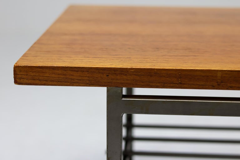 Dutch Modernist Coffee Table with Square Rod Base and Teak Top, 1950s - Image 2