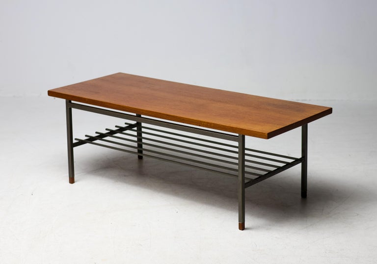 Dutch Modernist Coffee Table with Square Rod Base and Teak Top, 1950s - Image 7