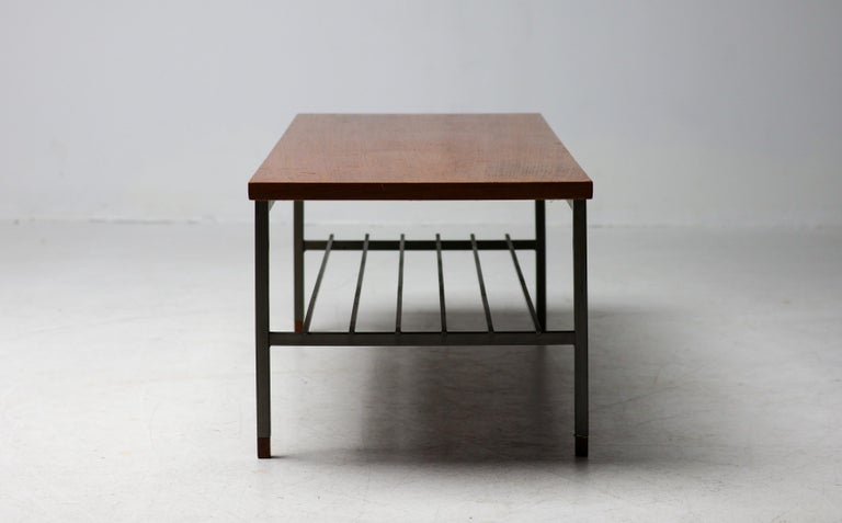 Dutch Modernist Coffee Table with Square Rod Base and Teak Top, 1950s - Image 4