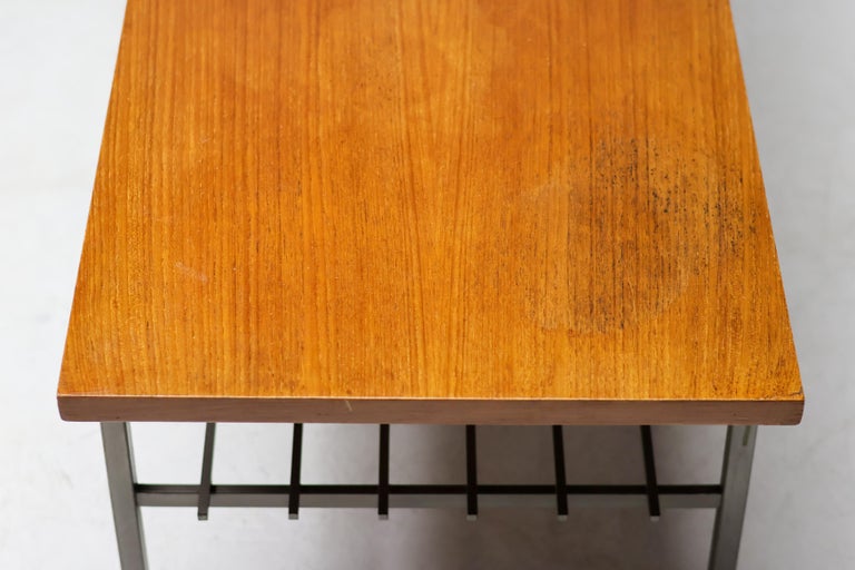 Dutch Modernist Coffee Table with Square Rod Base and Teak Top, 1950s - Image 5