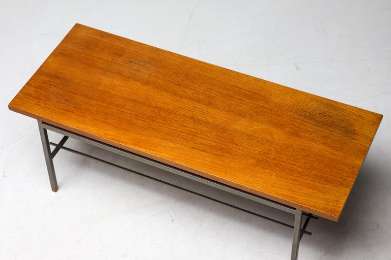 Dutch Modernist Coffee Table with Square Rod Base and Teak Top, 1950s - Image 6