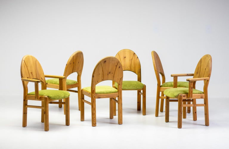 Set of Six Scandinavian Moss and Pine Dining Chairs - Image 14