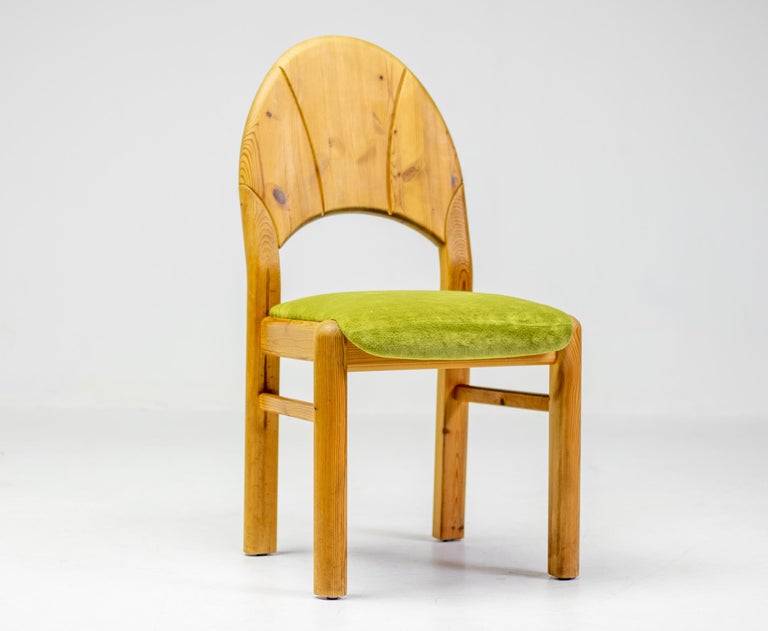 Set of Six Scandinavian Moss and Pine Dining Chairs - Image 3
