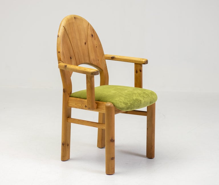 Set of Six Scandinavian Moss and Pine Dining Chairs - Image 2