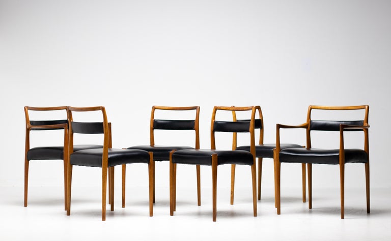 Rare Set of 6 Dining Chairs by Kai Kristiansen for Oddense, Denmark, 1960 - Image 14