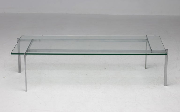 Architectural Rectangular Coffee Table in Steel and Glass - Image 4