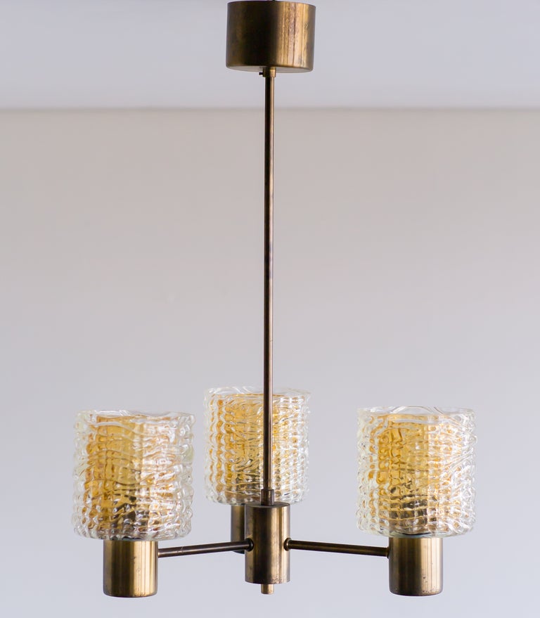 Chandelier with Crystal and Amber Glass Shades by Carl Fagerlund for Orrefors - Image 4