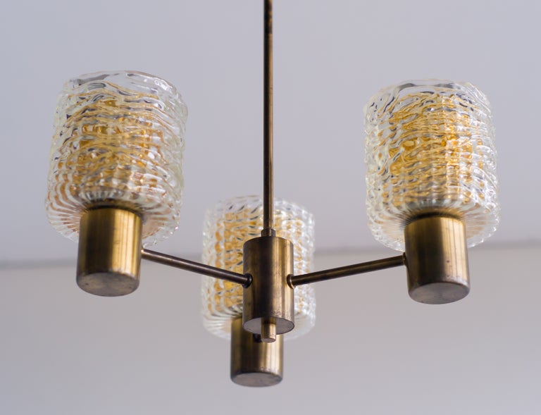 Chandelier with Crystal and Amber Glass Shades by Carl Fagerlund for Orrefors - Image 5