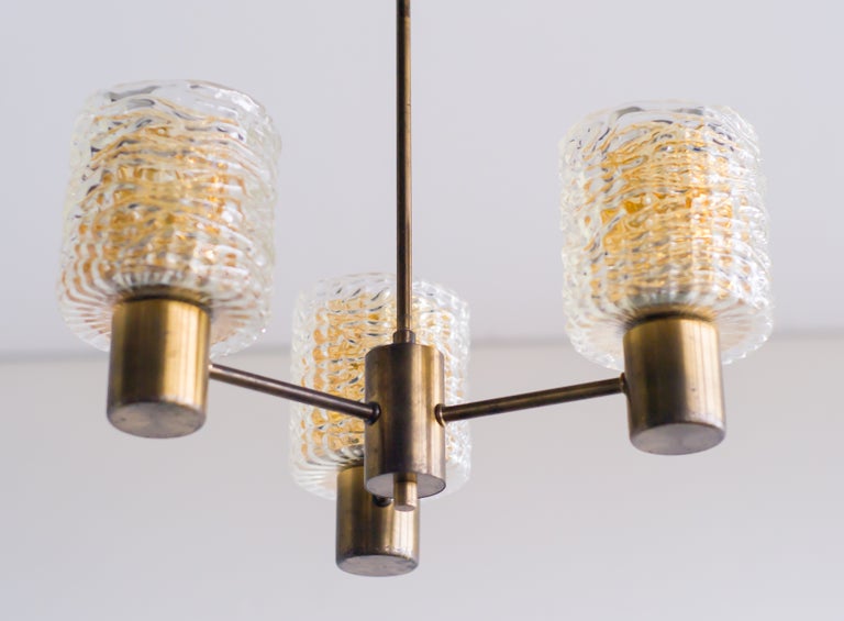 Chandelier with Crystal and Amber Glass Shades by Carl Fagerlund for Orrefors - Image 8