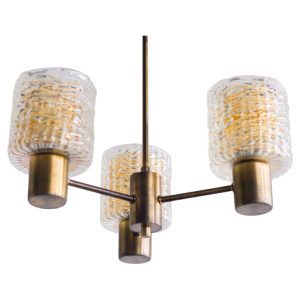 Chandelier with Crystal and Amber Glass Shades by Carl Fagerlund for Orrefors
