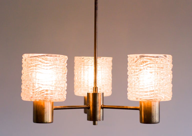 Chandelier with Crystal and Amber Glass Shades by Carl Fagerlund for Orrefors - Image 6