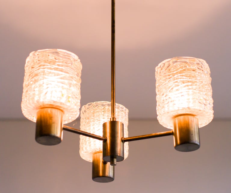 Chandelier with Crystal and Amber Glass Shades by Carl Fagerlund for Orrefors - Image 2