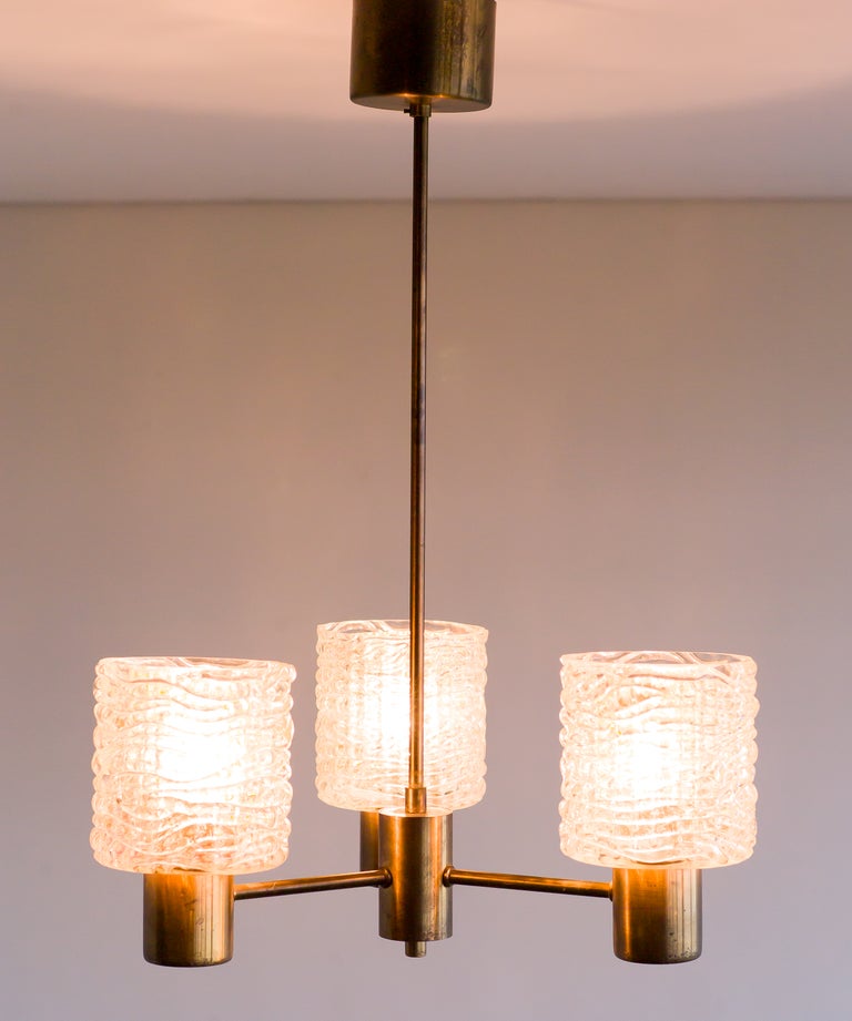 Chandelier with Crystal and Amber Glass Shades by Carl Fagerlund for Orrefors - Image 3
