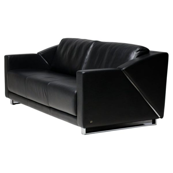 Rolf Benz Model 350 Black Leather Sofa