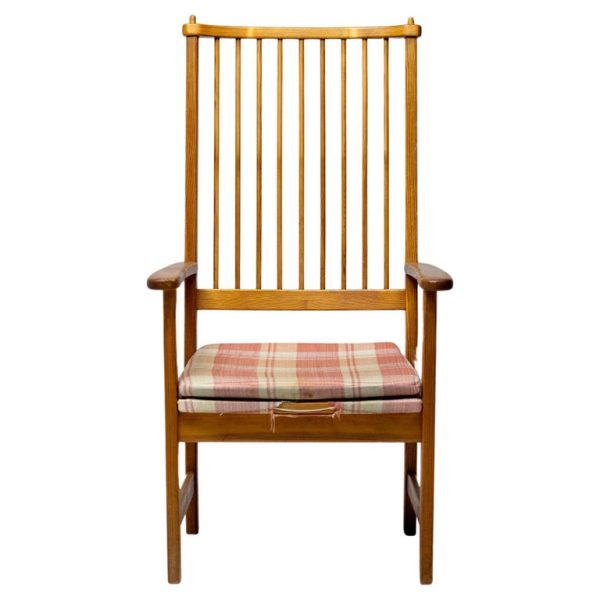 Yngve Ekström Oregon Pine High Back Arm Chair for Swedese, Sweden, 1950s