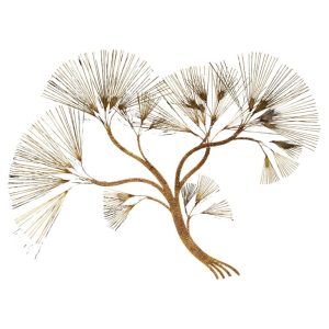 Large Mid-Century Modern Curtis Jeré Brutalist Brass Tree Needle Wall Sculpture