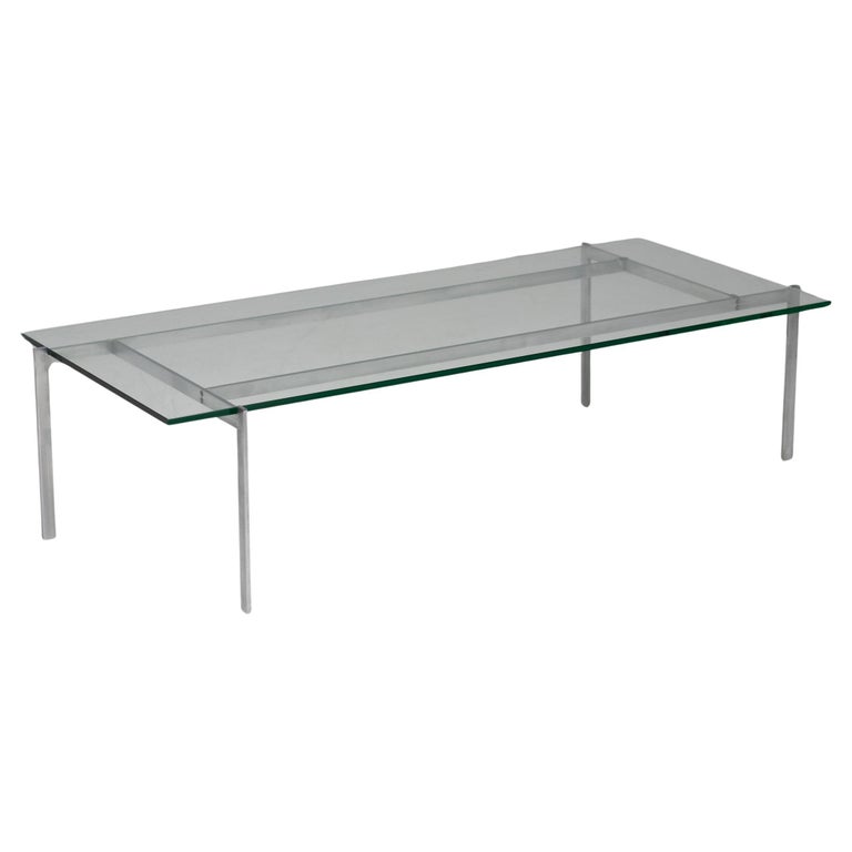 Architectural Rectangular Coffee Table in Steel and Glass