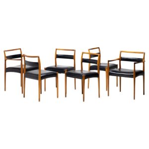 Rare Set of 6 Dining Chairs by Kai Kristiansen for Oddense, Denmark, 1960