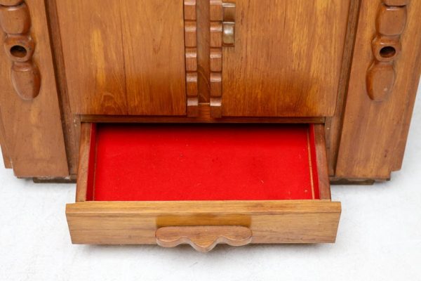 Primitive Dutch Hand-Carved Oak Cabinet, Early 20th Century - Image 7