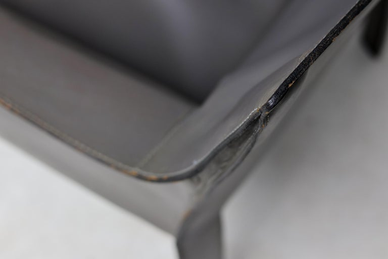 Pair of Early Elephant Hide Grey Cassina Cab 414 Lounge Chairs by Mario Bellini - Image 6