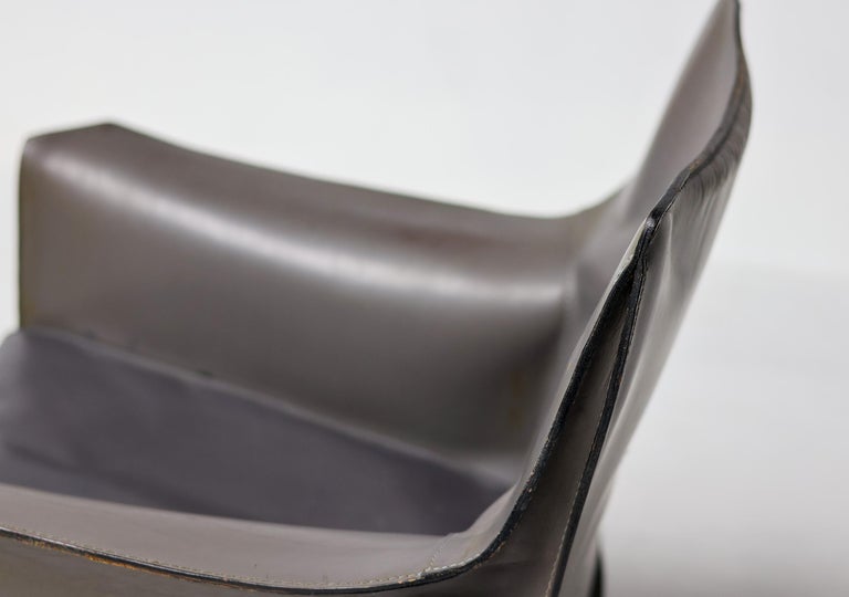 Pair of Early Elephant Hide Grey Cassina Cab 414 Lounge Chairs by Mario Bellini - Image 9