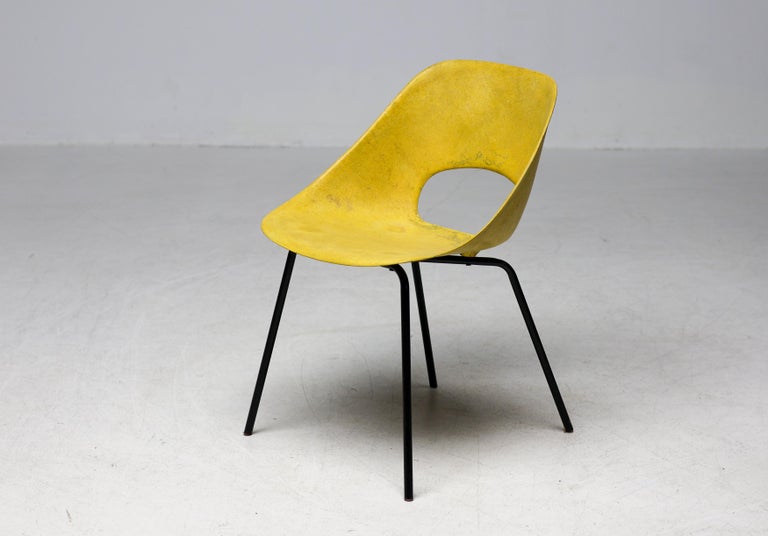 Rare Yellow Fiberglass Tulip Chair by Pierre Guariche for Steiner, 1950s - Image 12