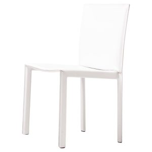 Set of Eight White Grazzi & Bianchi Pasqualina Leather Chairs, Pellizoni, Italy