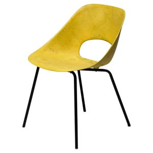 Rare Yellow Fiberglass Tulip Chair by Pierre Guariche for Steiner, 1950s