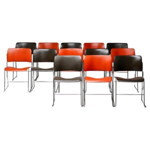 40/4 Chairs by David Rowland — Red and Brown, Vintage 1970s, OF USA