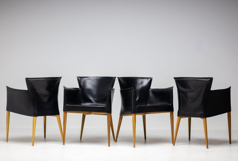 Set of Four Vela Leather Armchairs by Carlo Bartoli – Italian Modern Elegance - Image 2