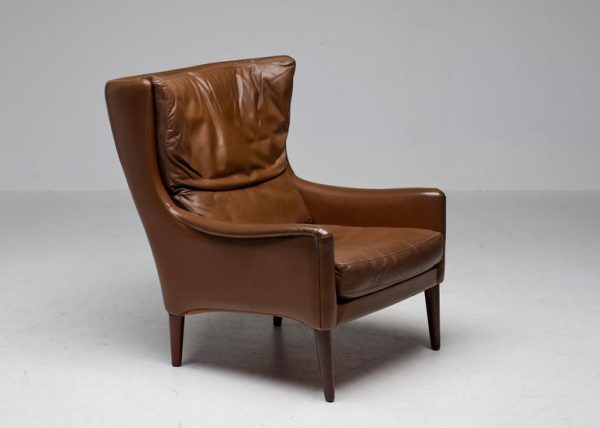 Danish Lounge Chair in Natural Leather - Image 4