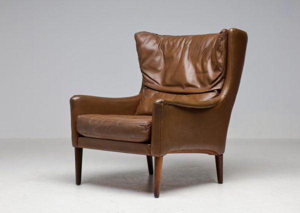 Danish Lounge Chair in Natural Leather - Image 3