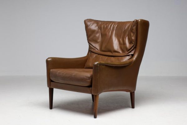 Danish Lounge Chair in Natural Leather - Image 8