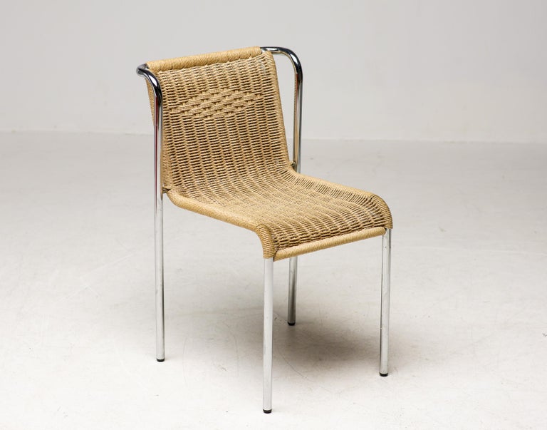 Set of 4 S5 Dining Chairs by Gabriele Mucchi, Italy, Chrome and Rope, 1980 - Image 2