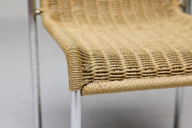 Set of 4 S5 Dining Chairs by Gabriele Mucchi, Italy, Chrome and Rope, 1980 - Image 7