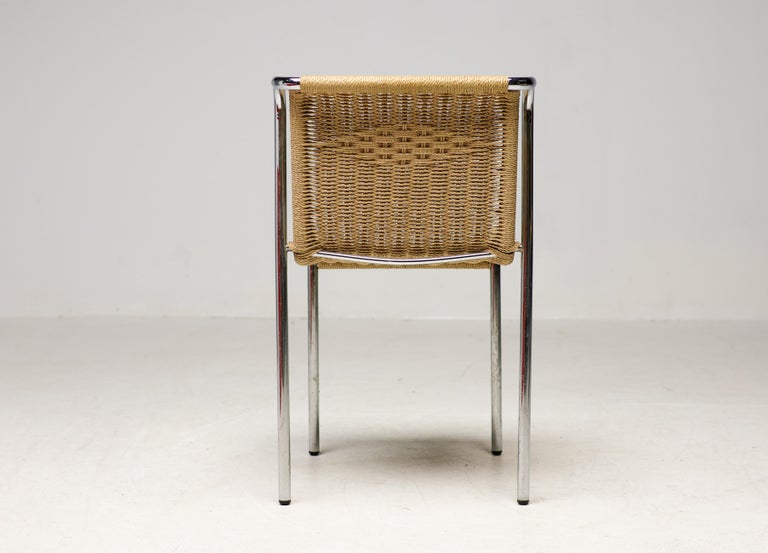 Set of 4 S5 Dining Chairs by Gabriele Mucchi, Italy, Chrome and Rope, 1980 - Image 9