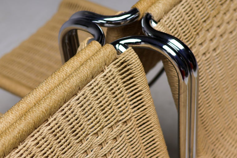 Set of 4 S5 Dining Chairs by Gabriele Mucchi, Italy, Chrome and Rope, 1980 - Image 4