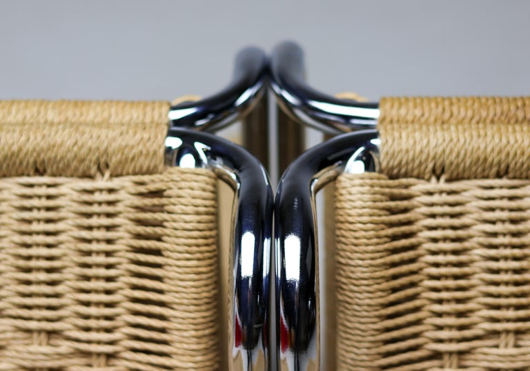 Set of 4 S5 Dining Chairs by Gabriele Mucchi, Italy, Chrome and Rope, 1980 - Image 13